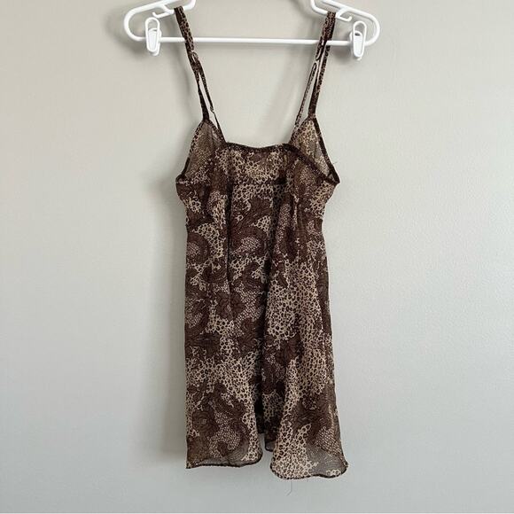 Unforgettable Women's Tan Brown Leopard Print Sheer Tie Front Cami Small - Picture 2 of 8